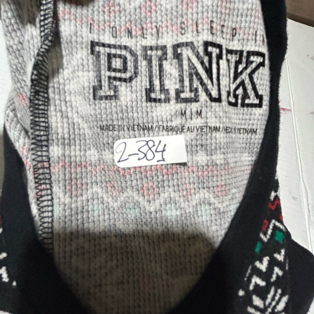 PINK Victoria's Secret Black and Red Patterned Onesie - Picture 8 of 9